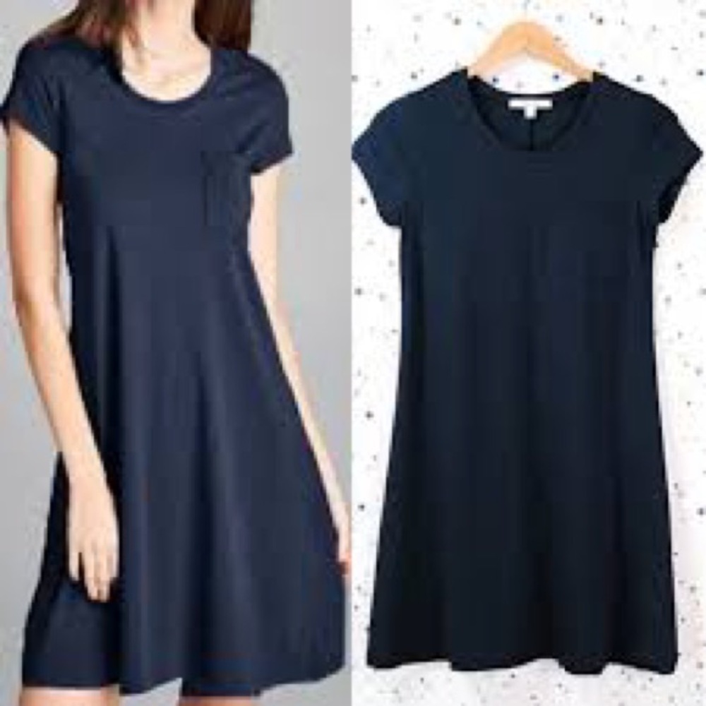 Market & Spruce Navy Short Sleeve Pocket T-Shirt Dress | Size M